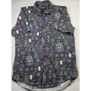 2001 Studio Ghibli Spirited Away Button Up Shirt Men Small No Face Anime Graphic